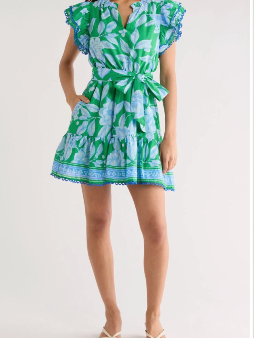 Green Floral Print Mini Dress Sugar Lips NWT